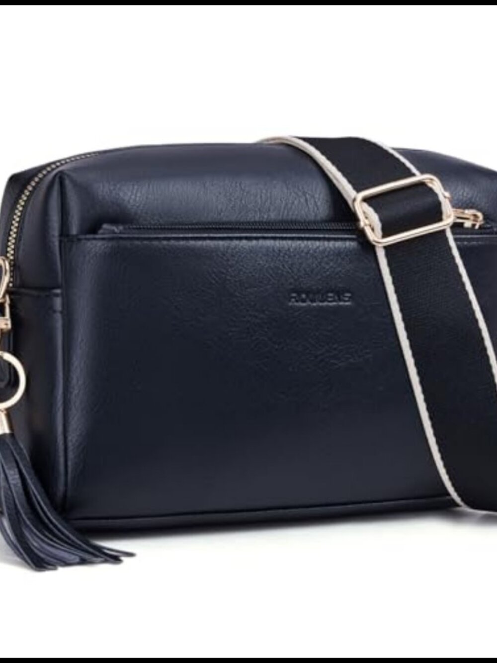 Vegan Leather Triple-Zip Crossbody Bag Sling Purse with Card Slots